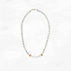 Baroque Pearl Crystal Curve Tube Necklace