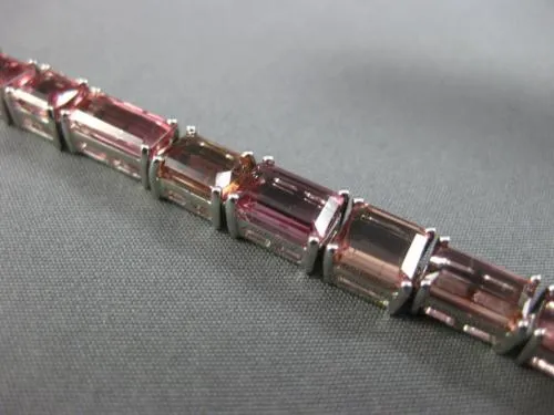 ESTATE WIDE 23.20CT AAA PINK TOURMALINE 18KT WHITE GOLD CLASSIC TENNIS BRACELET