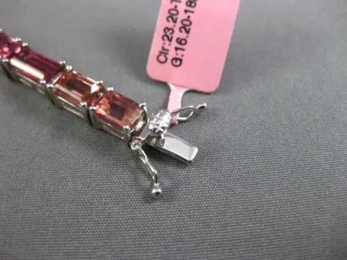 ESTATE WIDE 23.20CT AAA PINK TOURMALINE 18KT WHITE GOLD CLASSIC TENNIS BRACELET
