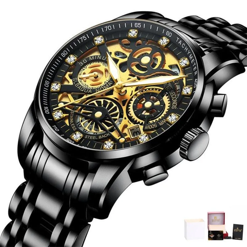 Flywheel Rotating Window Mens Watches Luxury Fashion Luminous Date Men Quartz Watch Waterproof Male Clock Relogio Reloj Hombre