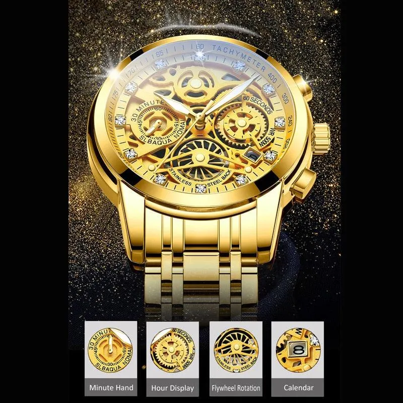 Flywheel Rotating Window Mens Watches Luxury Fashion Luminous Date Men Quartz Watch Waterproof Male Clock Relogio Reloj Hombre