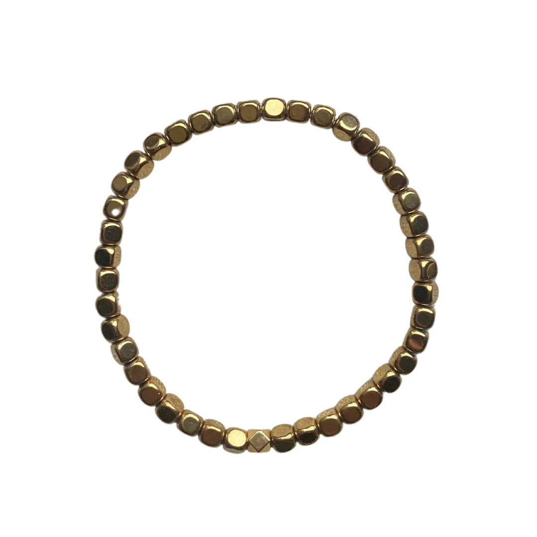 Gold Plated Cube 02 Hematite Bracelet