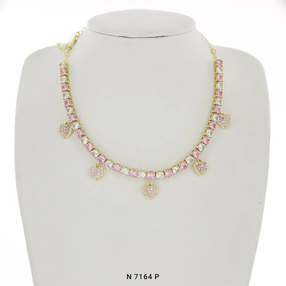 Heart Charms Choker Necklace N 7164 P