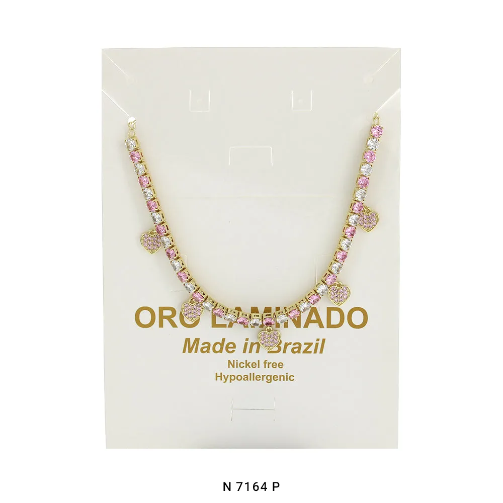 Heart Charms Choker Necklace N 7164 P