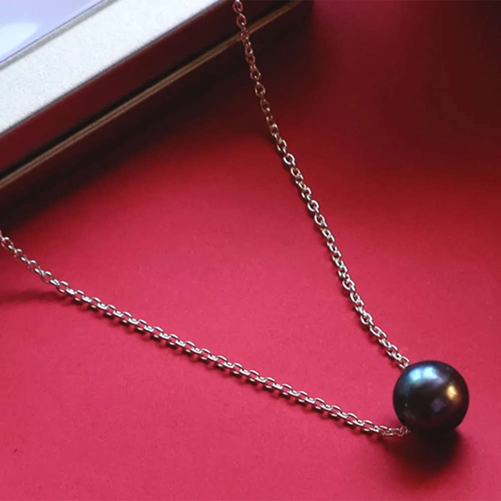 Leialoha 16" Black Pearl Sterling Silver Necklace