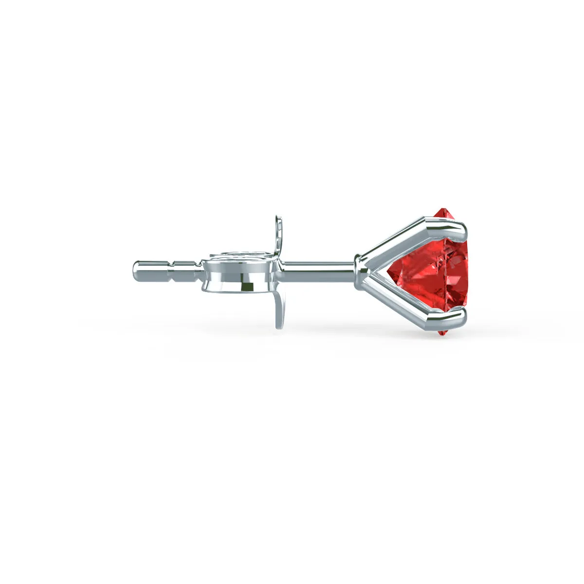 SENA - Round Ruby 18k White Gold Stud Earrings