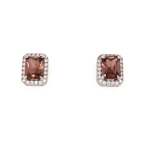Sterling Silver Morganite Emerald Cut Halo Earrings