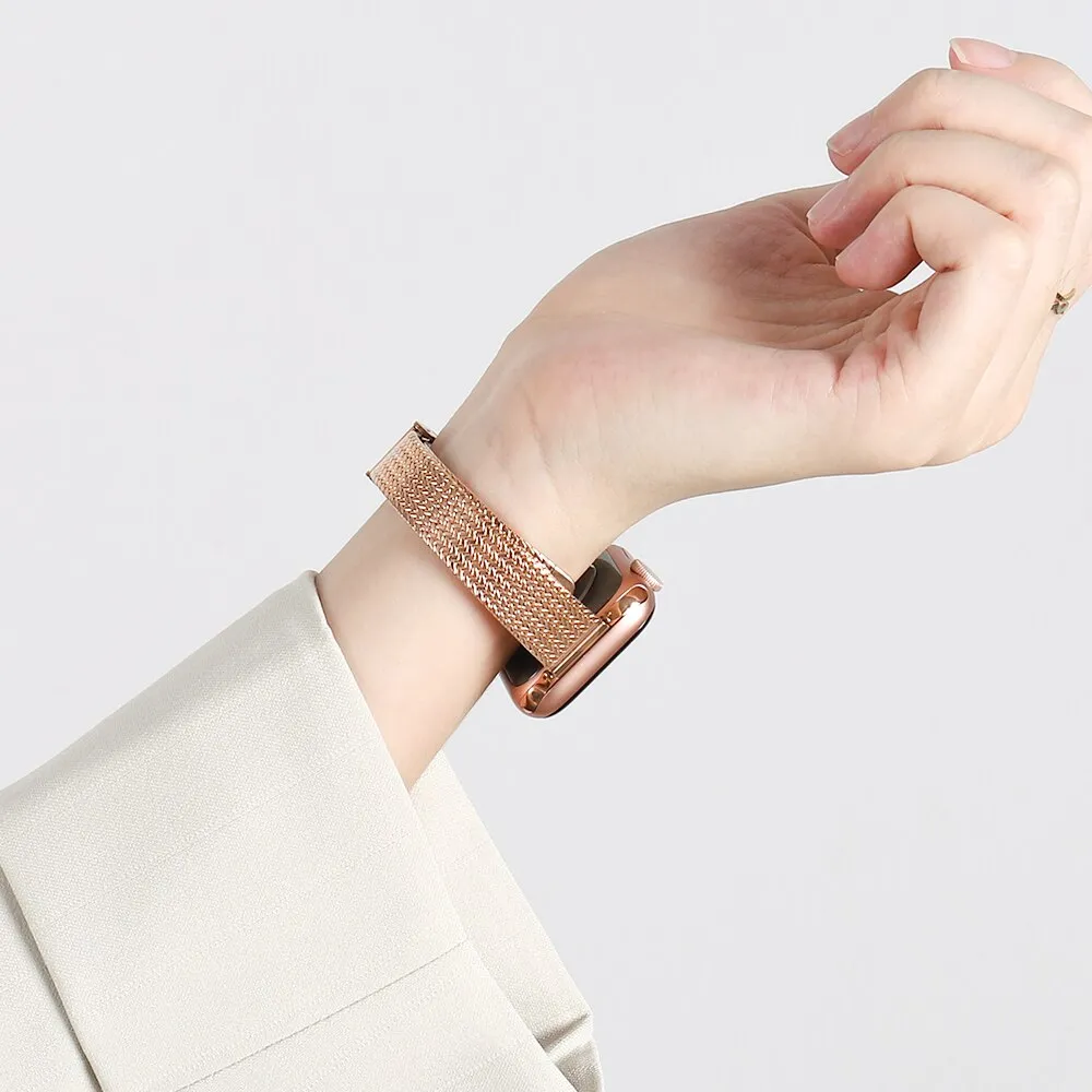 Thin Narrow Slim Metal Straps for Apple Watch Series 10  Ultra 2  8 Ultra  9  8  7  6 -Sliver/Rose Gold